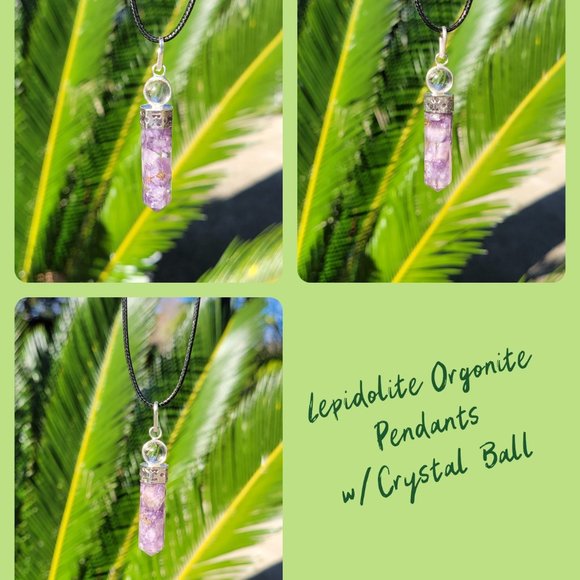 Lepidolite Orgonite Point Pendants - Picture 1 of 5